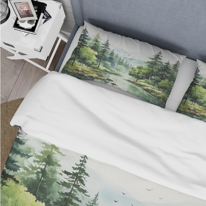 Tranquil Forêts Landscape I - Ensemble de housse de couette paysages - Microfibre de polyester