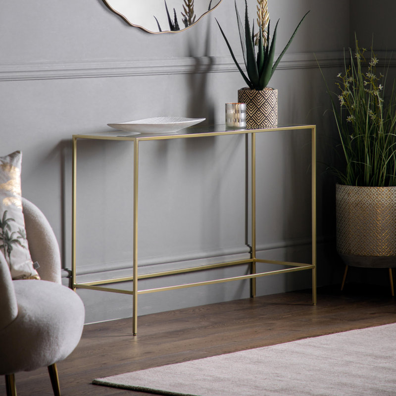 Carmo 110cm Glass Top Console Table, Champagne