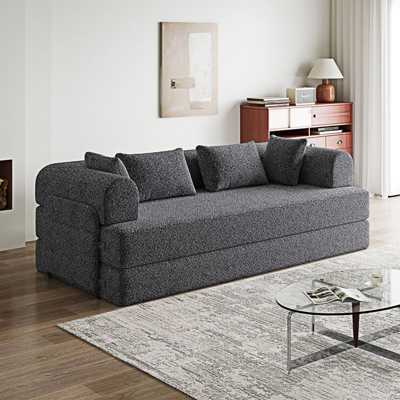 Canapé-lit convertible avec coussin, Gris