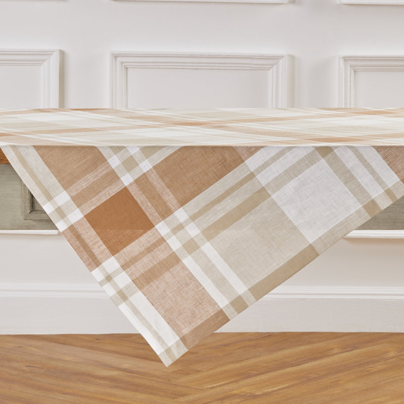 Fall Harvest Plaid - 100% Pure Linen Table Throw