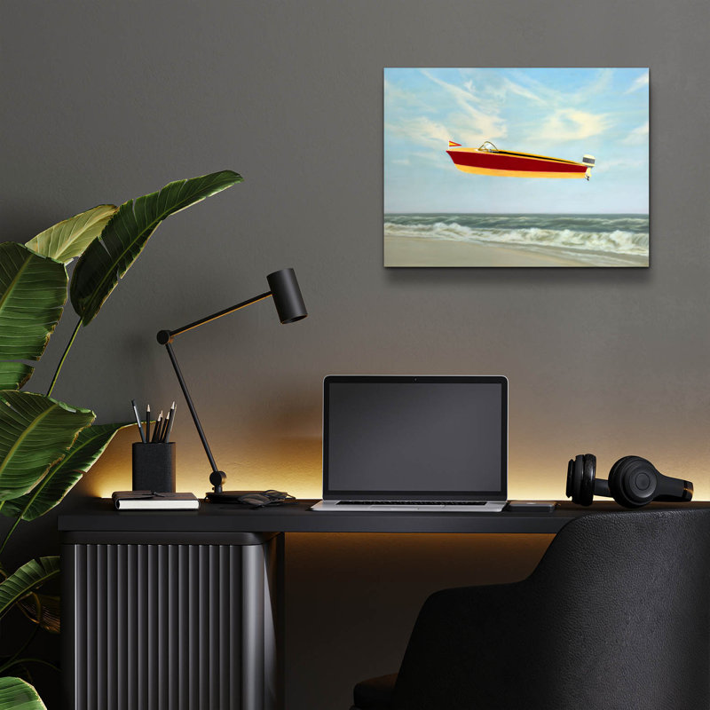«Bateau rapide» par Rick Monzon, acrylique, H 12 po x l 16 po x P 0,13 po
