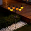 Ensemble de 4 lumières de citrouille solaires à 6 têtes, décor de jardin extérieur et de cour imperméable, blanc chaud fixe / clignotant
