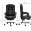 Chaise de bureau à 6 points de massage par vibration en cuir de polyuréthane à hauteur réglable avec repose-pieds, noir