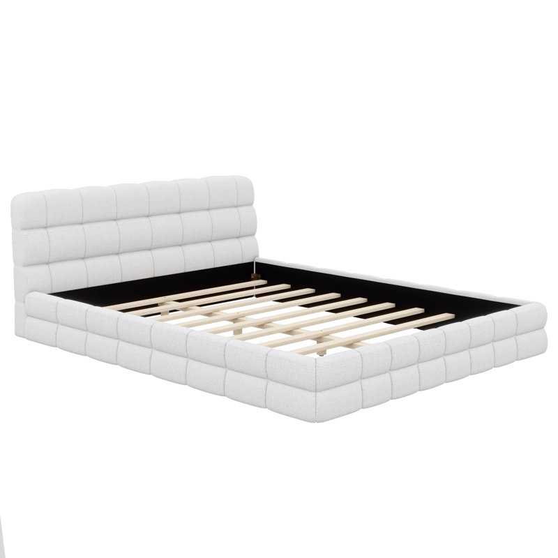 Lit télé tapissier Deb, Blanc