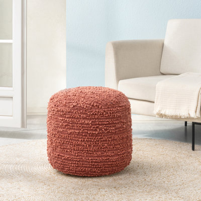 Sfera 17" Terracotta Upholstered Pouf Ottoman