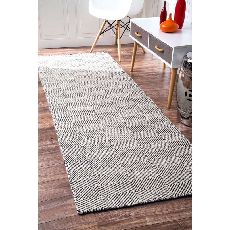 Geometric Hand Woven Area Rug, Runner 76 x 244cm