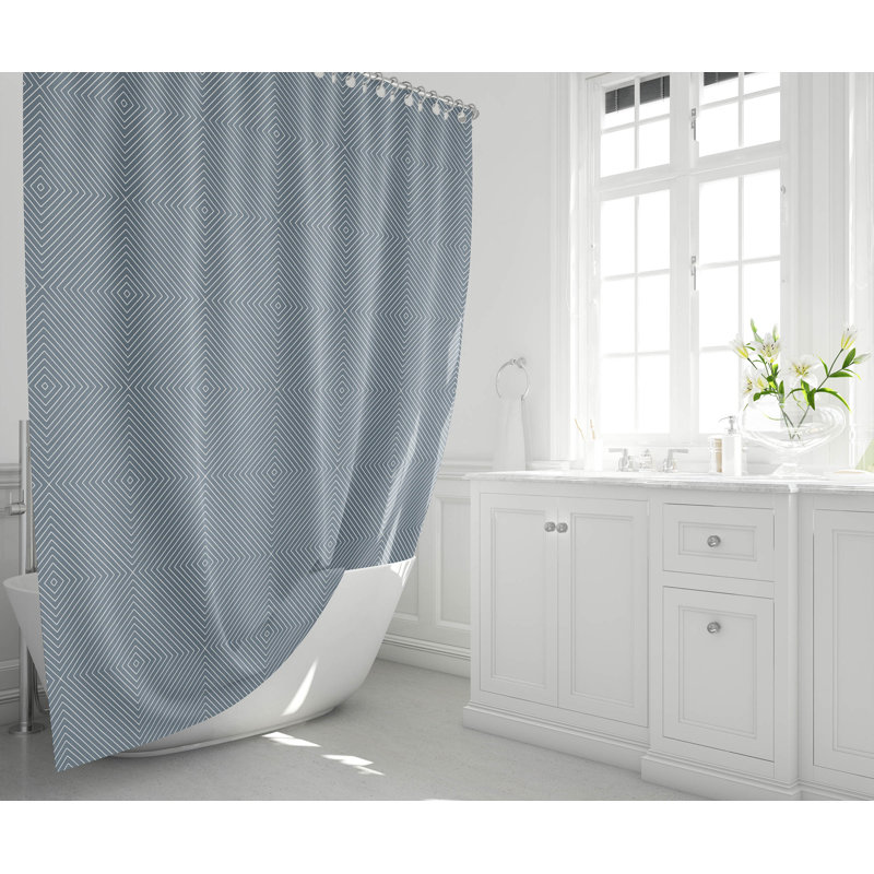 Eye Chev Ultra-Thin Lightweight Shower Curtain, Blue Chevron / Zig Zag