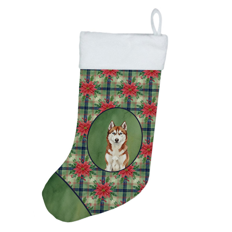 Chaussette de Noël rouge et blanche Husky de Sibérie, Rouge / Blanc