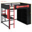 Lit mezzanine en bois peu encombrant avec bureau, design rouge moderne pour la maison