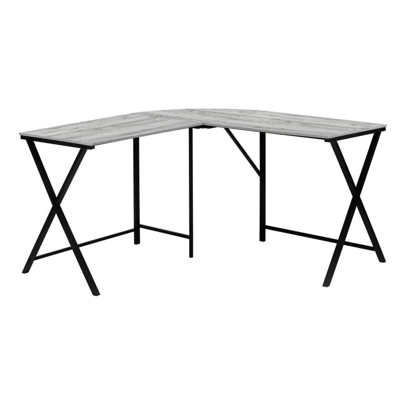 Bureau d'ordinateur, bureau personnel, coin, L 55 po, forme en L, travail, ordinateur portable, métal stratifié brun, contemporain, moderne