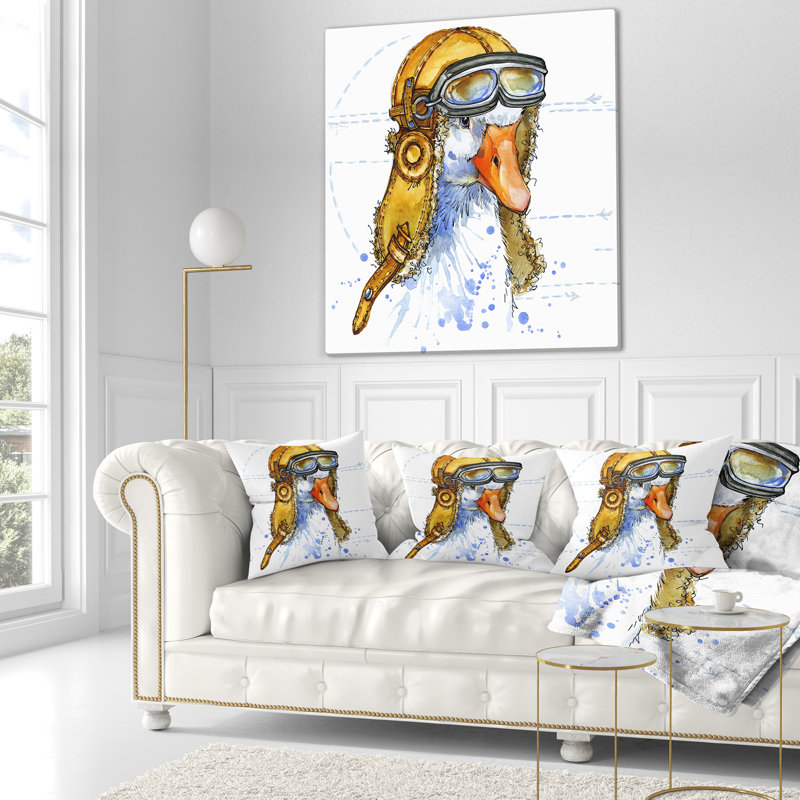 Coussin décoratif à imprimé d'oie drôle