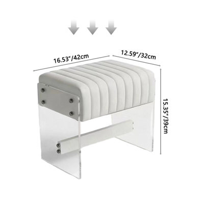 Tabouret de coiffeuse moderne et minimaliste moderne, décoré avec une surface en cuir de polyuréthane, une éponge haute densité et des pieds en acrylique, convient aux chambres à coucher, aux entrées et aux salons