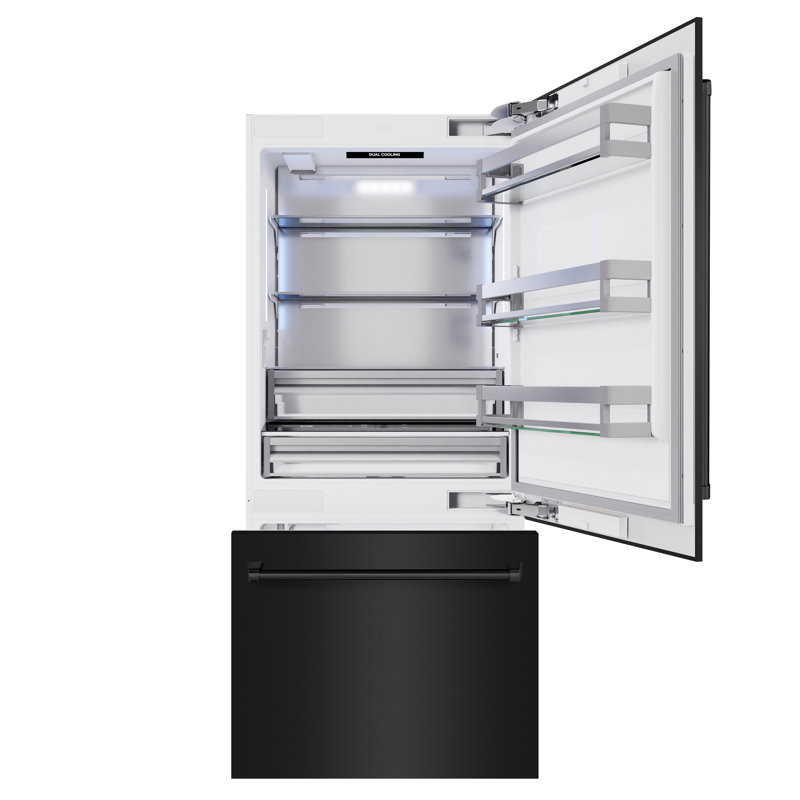 ZLINE 36 in. Built-In Refrigerator w/ Water Dispenser & Ice Maker in Black Stainless, Black Stainless Steel