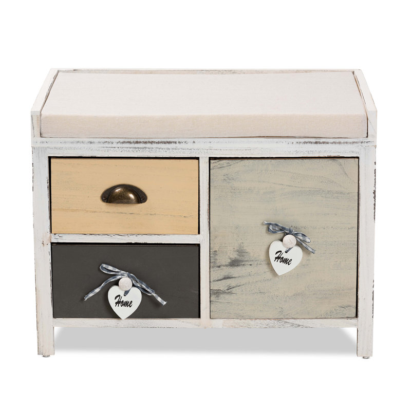 Banc de rangement rembourré avec tiroirs