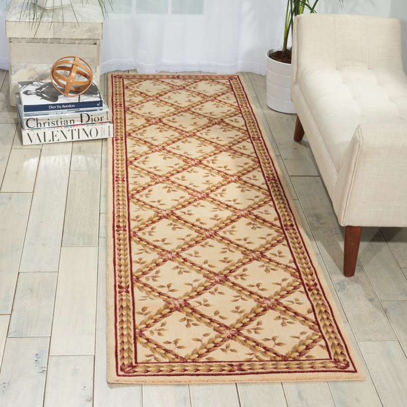 Tapis beige en laine Fairchild, Tapis de couloir 2 pi 3 po x 8 pi