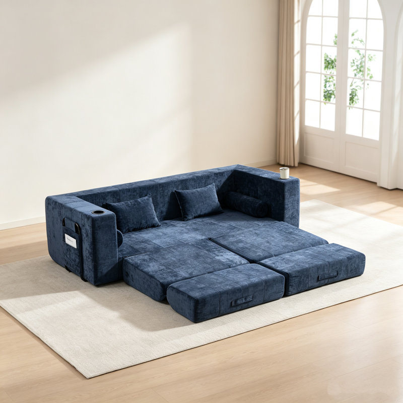 3 Seater Sofa, Blue Chenille, Blue