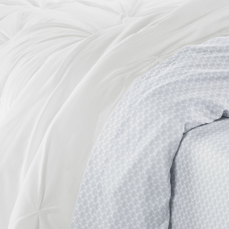 Serta Simply Clean Microfiber Pleated 7 Piece Comforter Set, Full Comforter + 6 Additional Pieces, White