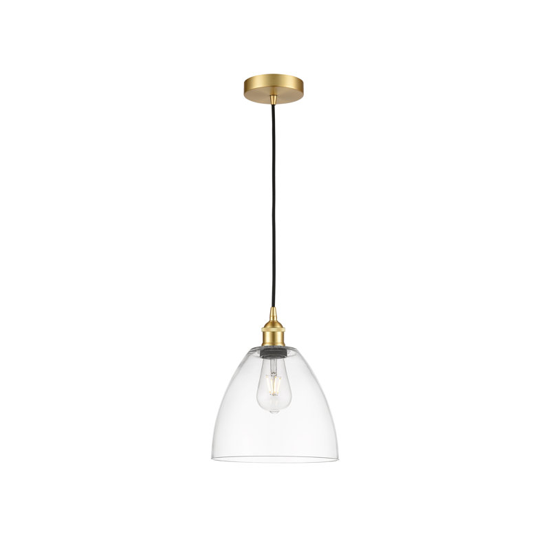 Luminaire suspendu conique à 1 lumière Bluford, Transparent, H 12,25 po x l 9 po x P 9 po, Or satiné
