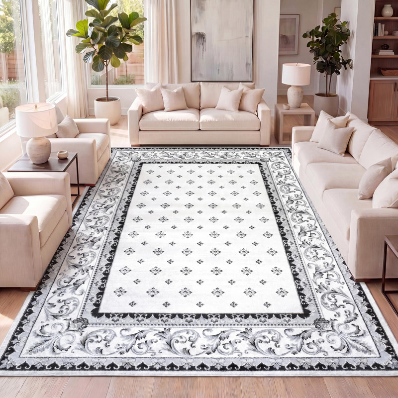 Tapis crème / gris clair Hydetown, Rectangulaire 3 pi x 5 pi