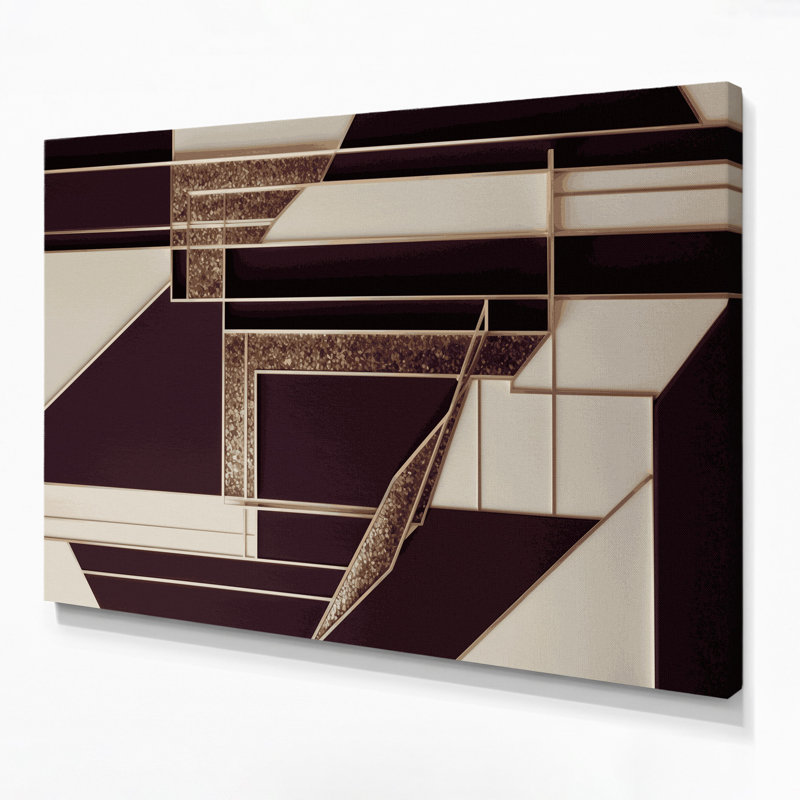 «Geometric Abstraction 93», art mural sur toile brune, H 12 po x l 18 po