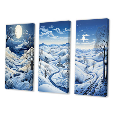 «Snow Winters Moon Solitude», 3 pièces sur toile