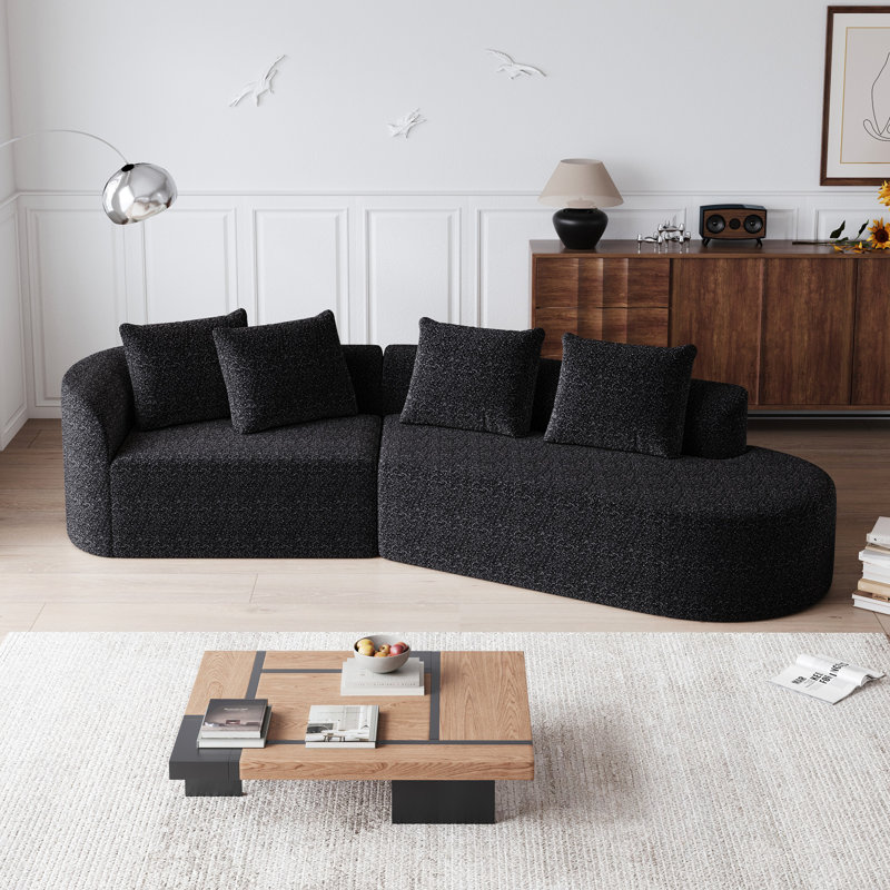 Canapé modulaire surdimensionné moderne en chenille avec sièges très profonds et larges, 4 coussins décoratifs et une combinaison gratuite pour le salon et la chambre à coucher