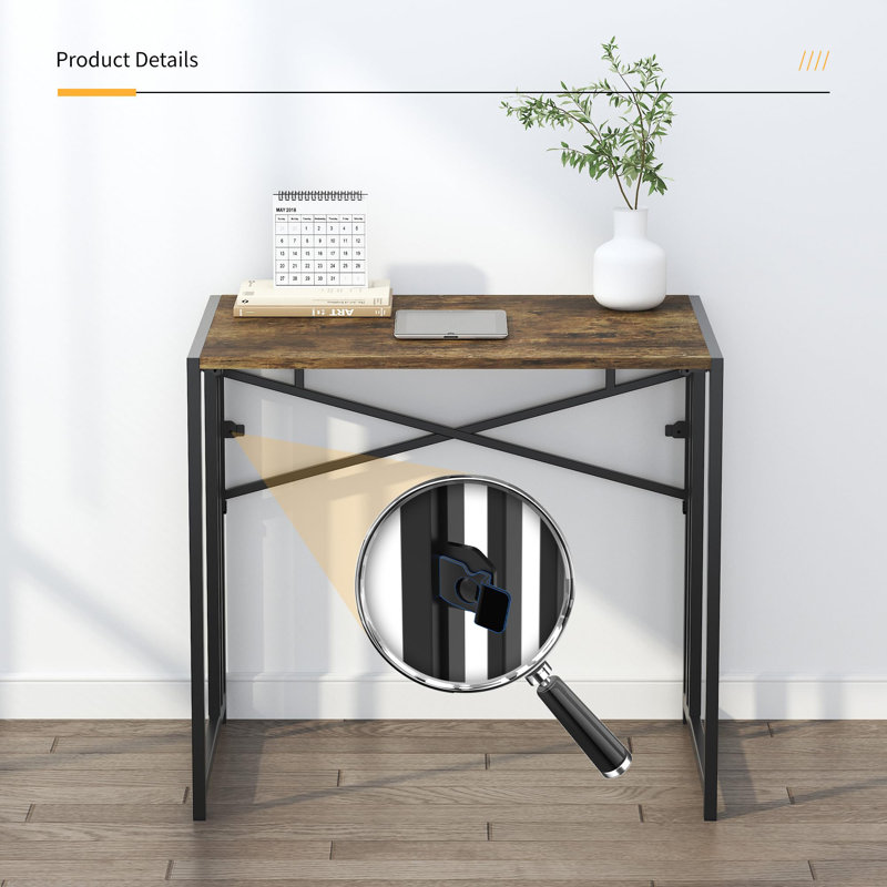 Metal Base Computer Desk, Rustic Brown/Black