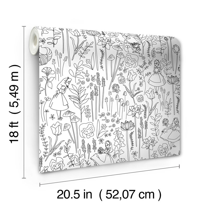 Double rouleau floral Peel & Stick, Noir