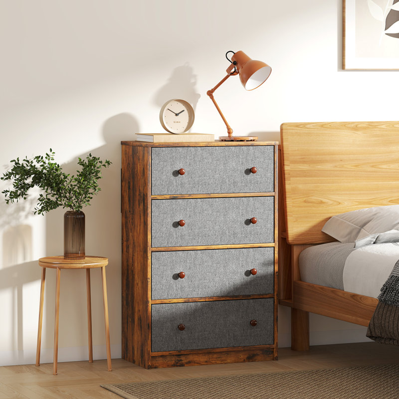 58cm W 4 - Drawer Chest of Drawers, Grey/Rustic Brown