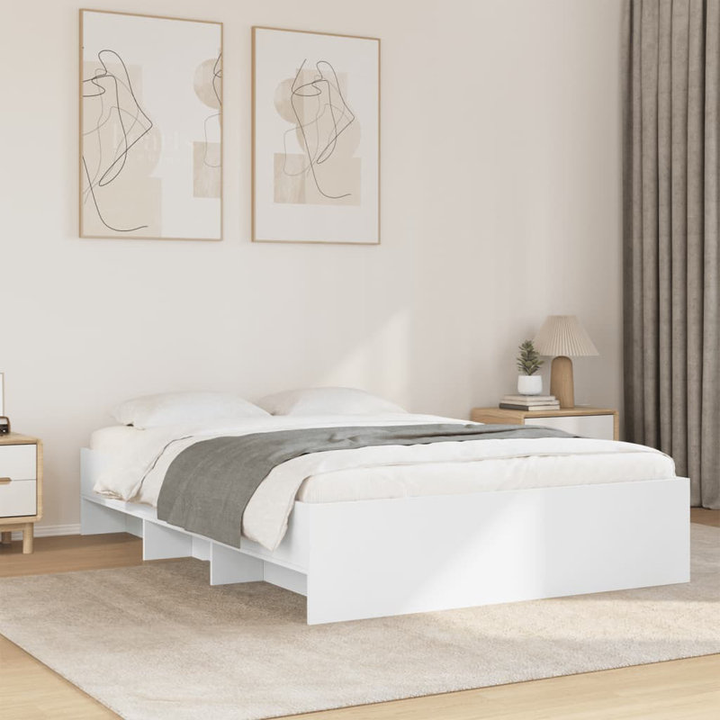 Vidaxl Bed Frame Without Mattress Engineered Wood, 200 x 200 cm, White