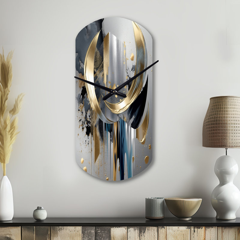 Abstrait formes et lignes I - horloge asymétrique en métal, horloge murale moderne, Petit