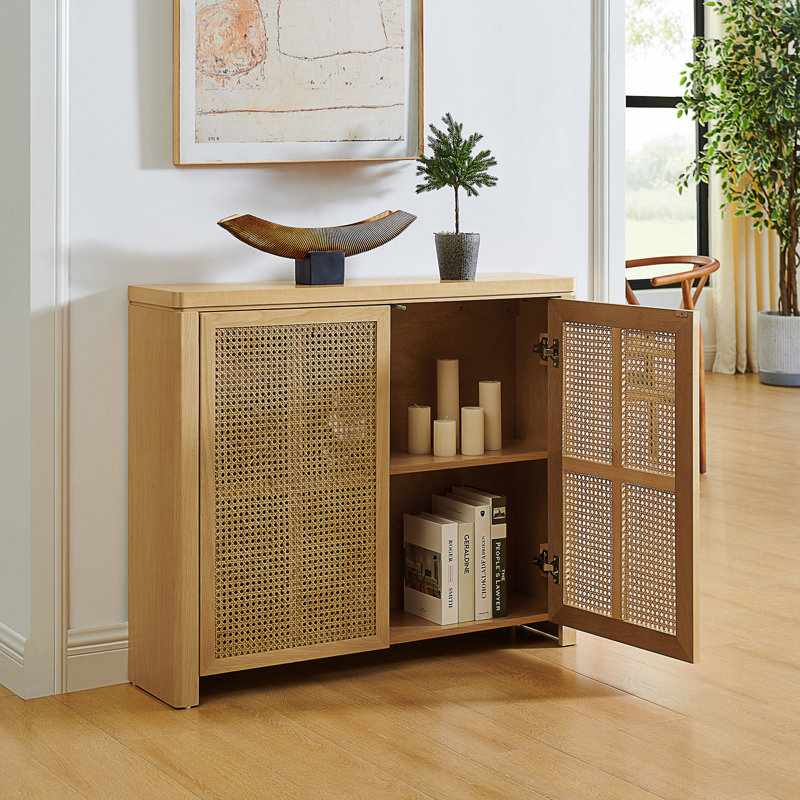 Pfarr 39.4" Modern Rattan Sideboard Buffet Cabinet, Natural