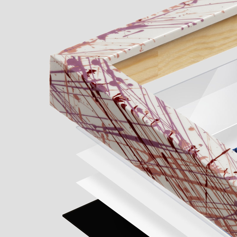 Cadre mural étroit Metro Fade Splash, 12 po x 12 po, 10 po x 10 po, Blanc / Rose