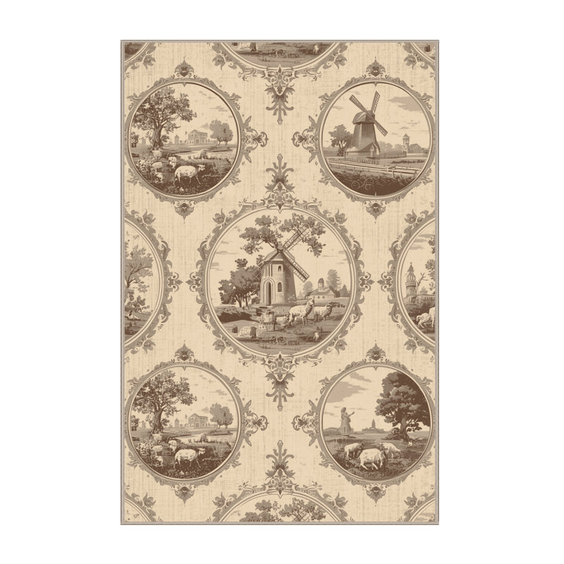 Tapis beige lavable à la machine Pavla, 7 x 9