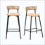 Tabourets de bar tissés à la main avec dossier, ensemble de 2 tabourets ronds en corde de papier avec repose-pieds pour îlot de cuisine et salle à manger