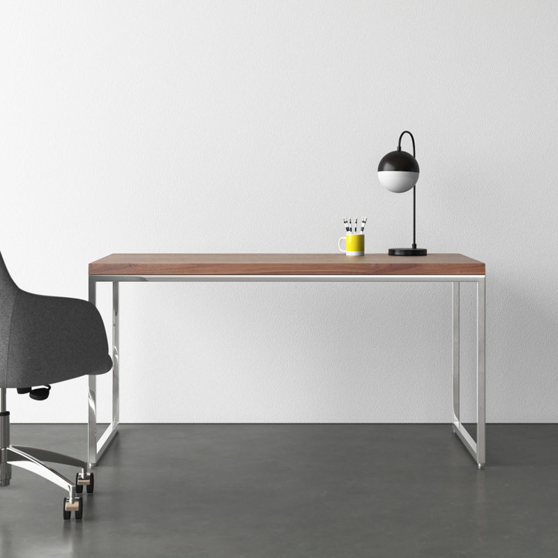 Adil Metal Base Writing Desk, Walnut