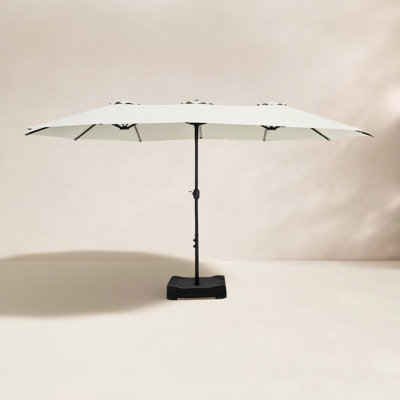 Parasol de marché rectangulaire de 15 pi x 9 pi avec base Nyasia, ivoire (sable non inclus)