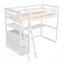 Lit mezzanine simple avec bureau et tablettes, deux tiroirs intégrés
