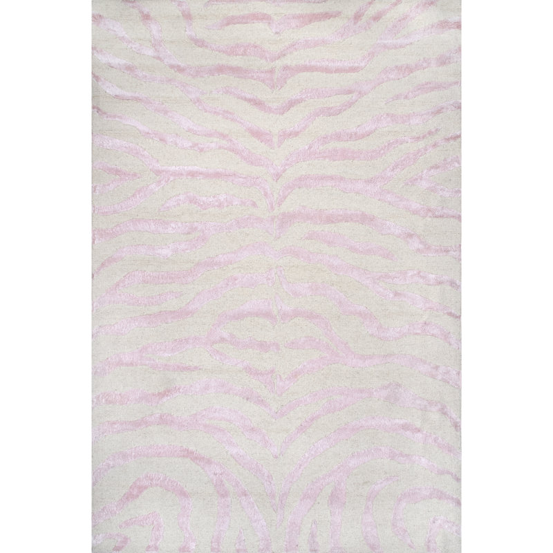 Tapis rose / beige touffeté à la main Malakai, Rectangle 5 pi x 8 pi
