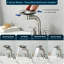 Robinet de lavabo pour salle de bain en nickel brossé, robinet à cascade 4 modes 4 pouces, 2 poignées avec bec pivotant à 360 ° et bonde escamotable