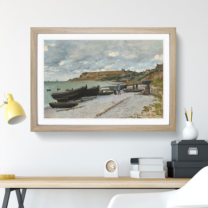 Sainte-Adresse Beach by Claude Monet - Picture Frame Painting, Oak Framed, 36cm H x 48cm W x 2cm D