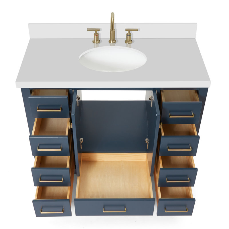 Ensemble de meuble-lavabo simple 48 po Cambridge, Bleu minuit, Oval