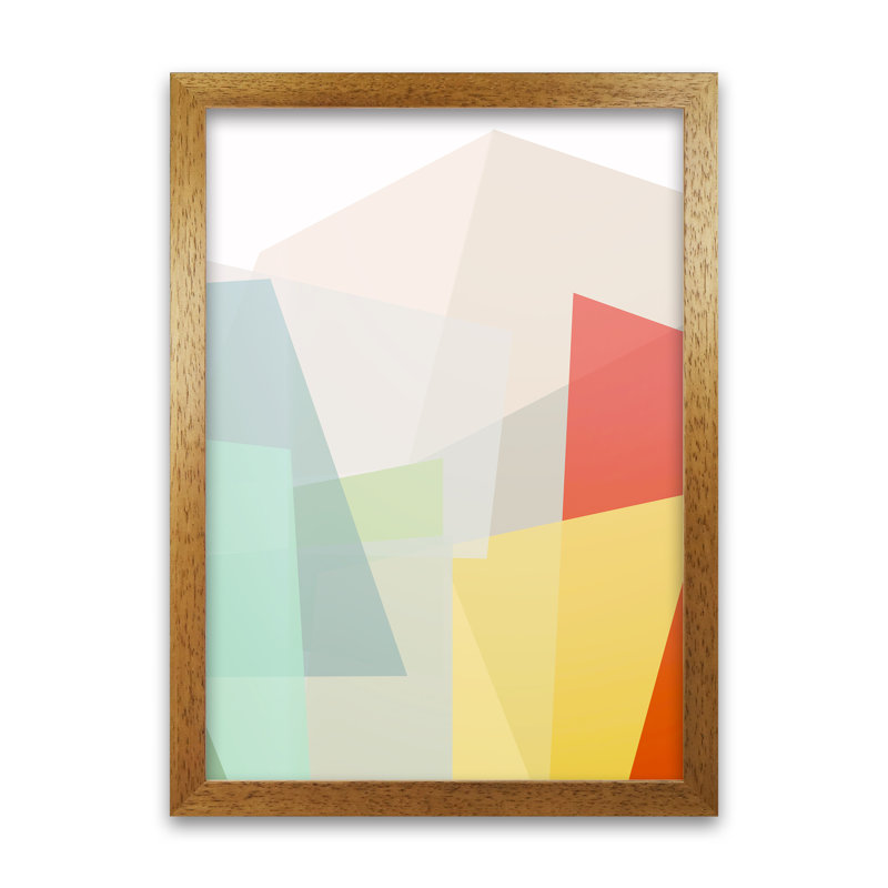 Colourful Abstract Geometric Original 2 - Print, Oak Frame, 30cm H x 21cm W x 3cm D