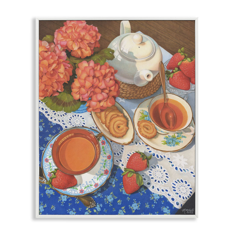 «Country Tea Time Art» par Mardell Schuster, Estampe numérique encadrée blanc bord de mer, H 20 po x l 16 po