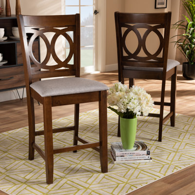 Upholstered Counter Stool with Solid Wood Frame