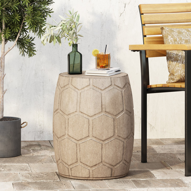 Outdoor LightWeight Concrete Side Table, Beige