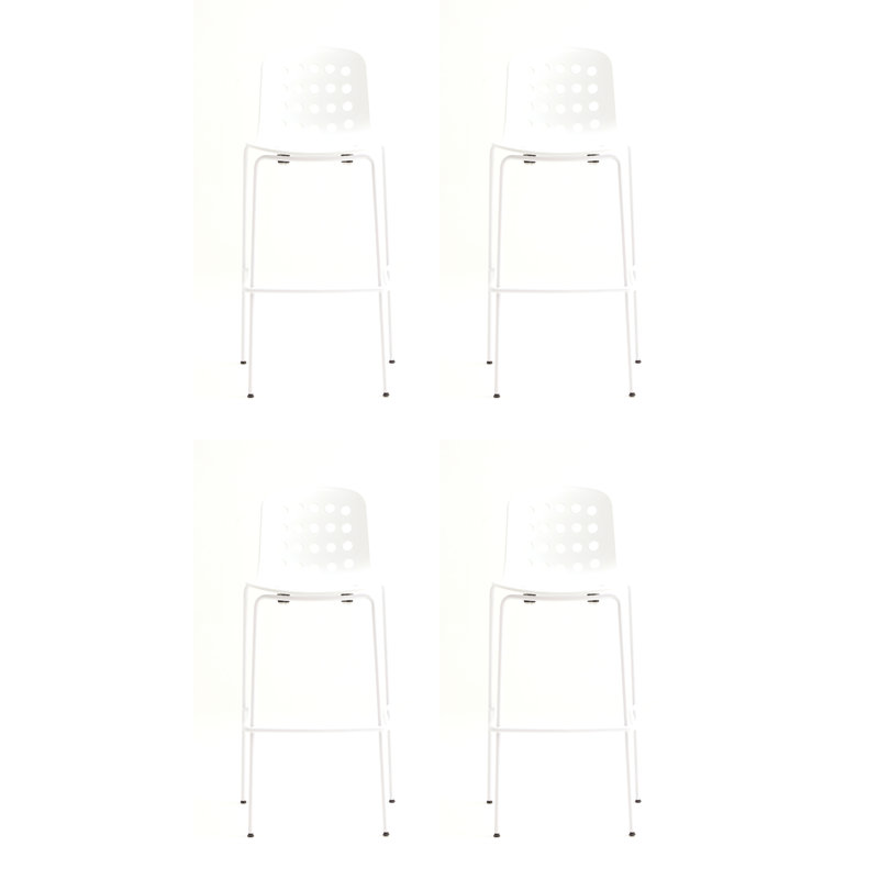 Tabouret de bar perforé Holi (ensemble de 4), Blanc