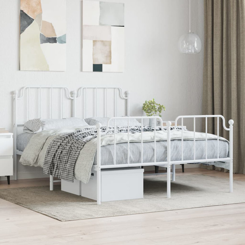 Almeer DE Size - 100 X 200 Cm Metal Bed, White, Double (4'6)