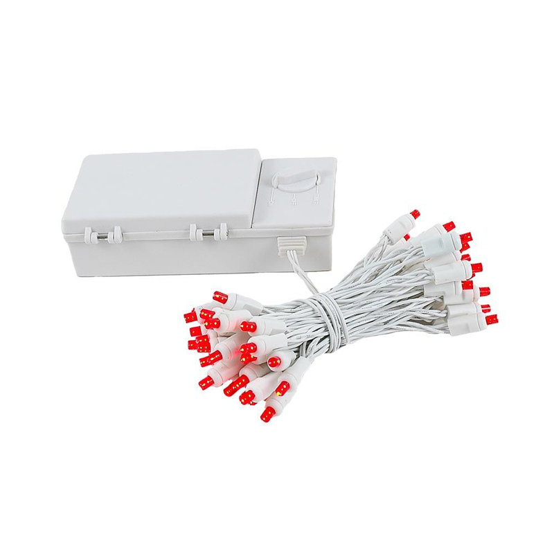 Ashfield Outdoor 50 - Bulb 4'' Battery Powered LED Wide Angle LED String Light, Red, White