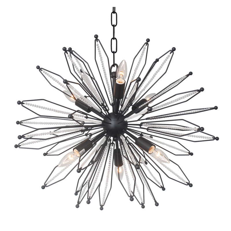 Lustre astéroide noir à 6 lumières à intensité variable Cherre